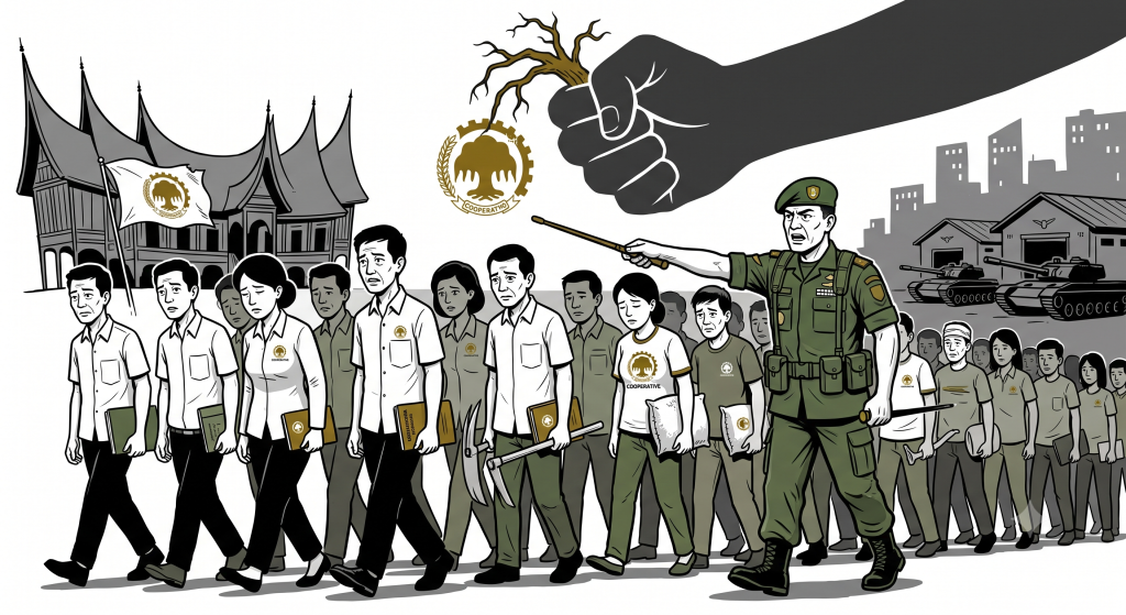 Ilustrasi Ketika Pelatihan Koperasi Dipaksa Baris-Berbaris.